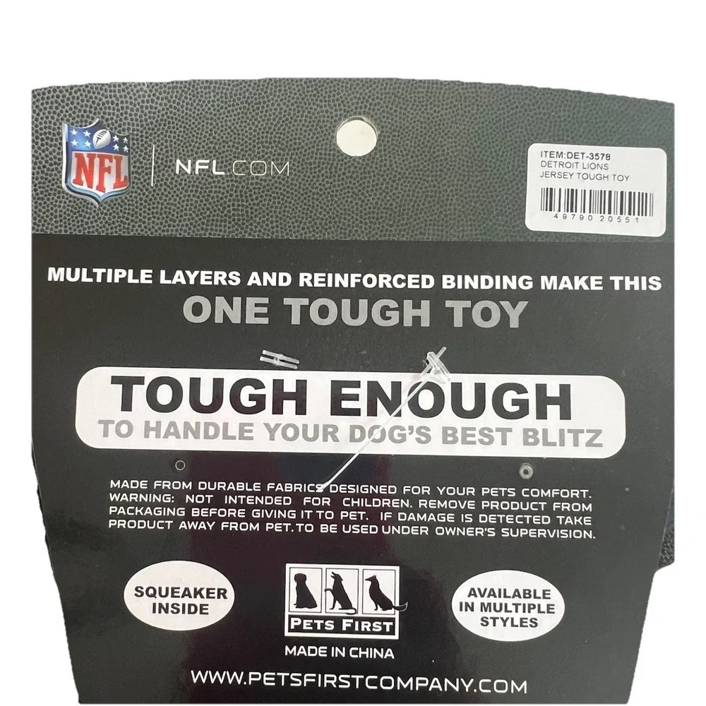Detroit Lions NFL Dog Toy Plush Jersey Squeaky Pet Toy Blue Silver NEW
